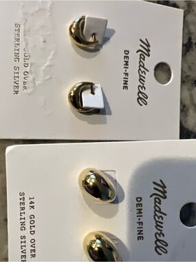 Madewell Demi-Fine 14k Gold over silver Earrings 2 pairs